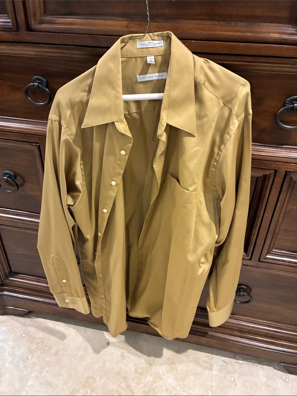 Geoffrey Beene Men's Mustard Gold Dress Shirt